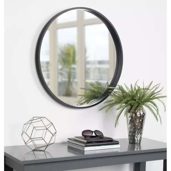 Kate and Laurel Medium Round Black Contemporary Mirror (25.59 in. H x 25.59 in. W)