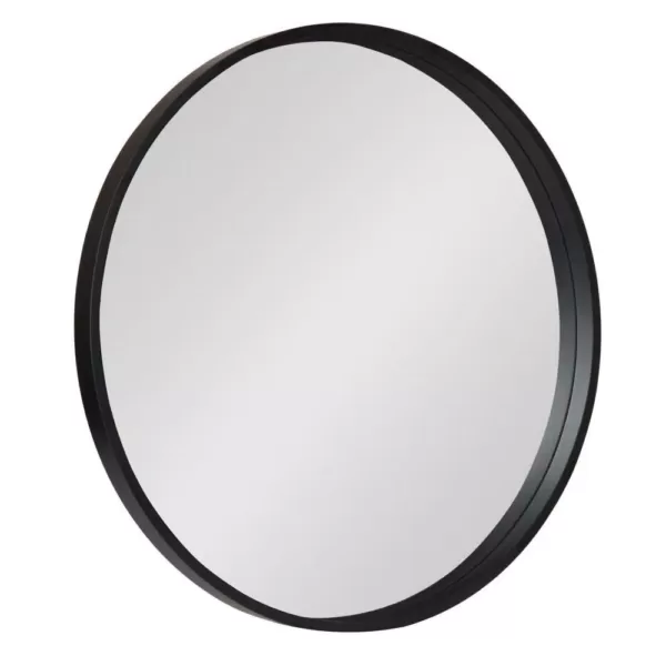 Kate and Laurel Medium Round Black Contemporary Mirror (25.59 in. H x 25.59 in. W)