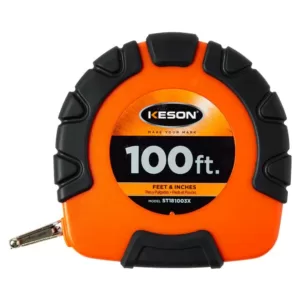 Keson 100 ft. Closed Steel Tape Measure, 3x1 Rewind, ABS with Rubber Grip Housing - SAE