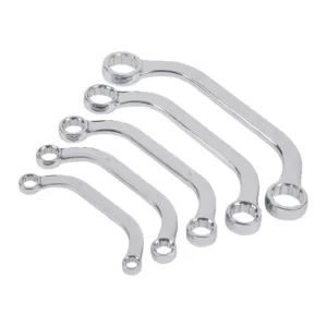 KING 5-Piece Half-Moon Box-End Wrench Set, 8 mm to 22 mm with Hanging Clip, Metric