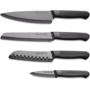 KitchenAid 4-Piece Ceramic Cutlery Set in Stone in Black