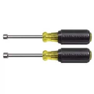 Klein Tools 2-Piece Magnetic Nut Driver Set with 3 in. Hollow Shafts- Cushion Grip Handles