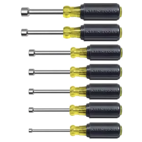 Klein Tools 7-Piece Magnetic Nut Driver Set with 3 in. Hollow Shafts- Cushion Grip Handles