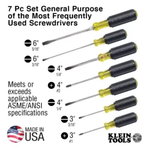 Klein Tools 7-Piece Assorted Screwdriver Set with Cushion Grip Handles