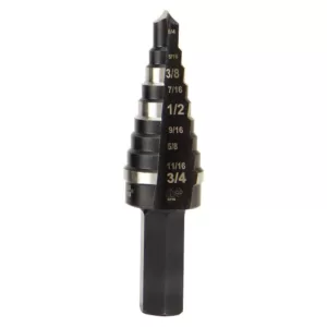 Klein Tools #3, 1/4 in. to 3/4 in. Step Drill Bit Double Fluted