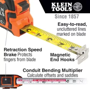 Klein Tools 25 ft. Double-Hook Magnetic Tape Measure (2-Pack)