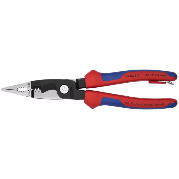 KNIPEX 8 in. 6-in-1 Electrical Installation Pliers with Dual-Component Comfort Grips and Tether Attachment