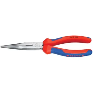 KNIPEX Heavy Duty Forged Steel 8 in. Long Nose Pliers with 61 HRC Cutting Edge and Multi-Component Comfort Grip