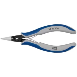 KNIPEX 5-1/4 in. Precision Electronics Gripping Pliers with Flat, Wide Jaws and Multi-Component Handles
