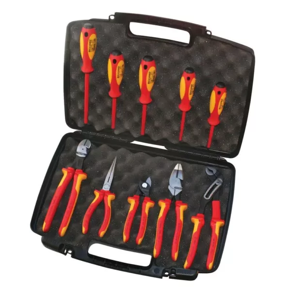 KNIPEX 1,000V High Leverage Industrial Insulated Plier Set & Case (10-Piece)