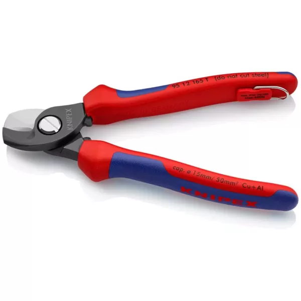 KNIPEX 6-1/4 in. Heavy Duty Cable Shears with Dual-Component Comfort Grips and Tether Attachment