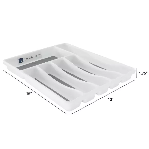 Lavish Home White Durable Plastic Drawer Organizer with 6-Sections