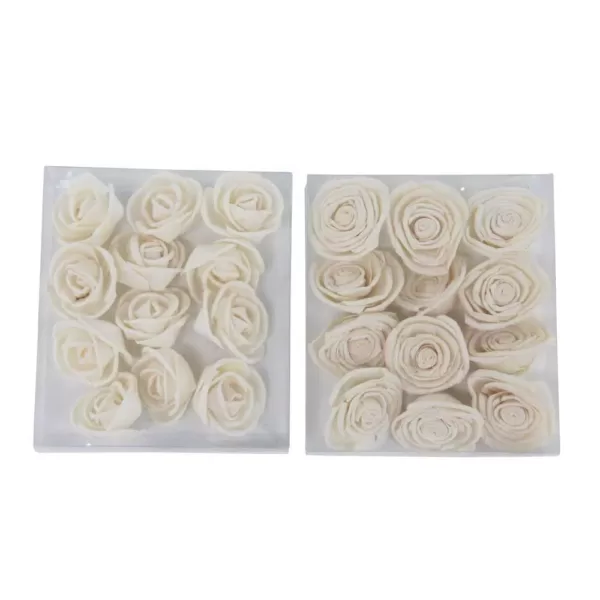 LITTON LANE White Sola Boxed Rose Flowers (Set of 2)