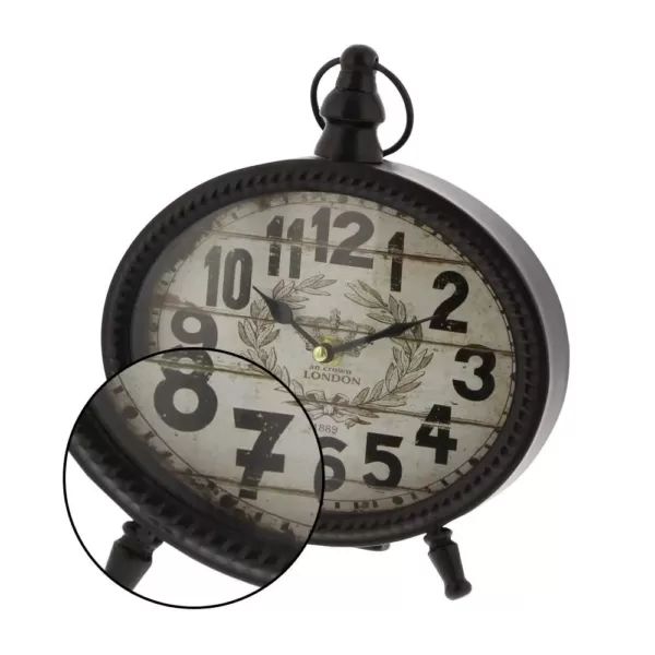 LITTON LANE 9 in. x 8 in. Round-shaped Iron Desk Clock (4-Pack)