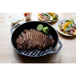 Lodge 12 in. Cast Iron Grill Pan in Black with Dual Handles