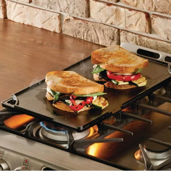 Lodge Double Play 16.75 in. Black Cast Iron Reversible Stovetop Griddle