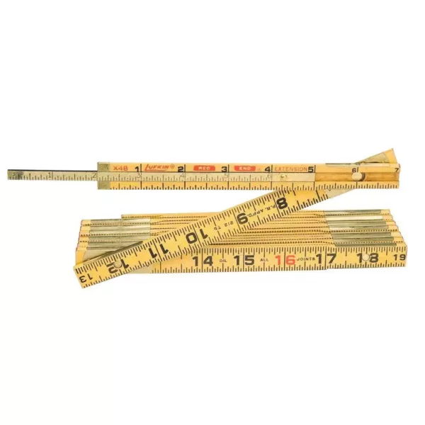 Lufkin 8 ft. x 5/8 in. Wood Ruler Red End with 6 in. Slide Ruler Extension