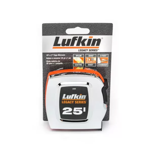 Lufkin Legacy Series 1 in. x 25 ft. Chrome Tape Measure