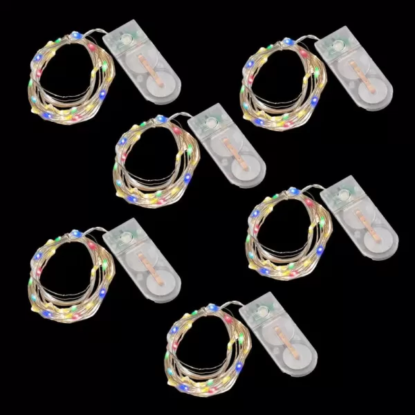 LUMABASE 20-Light Bulb LED Multi-Color Battery Operated Fairy String Lights (Set of 6)