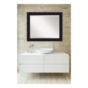 Amanti Art Annatto 33 in. W x 27 in. H Framed Rectangular Beveled Edge Bathroom Vanity Mirror in Mahogany