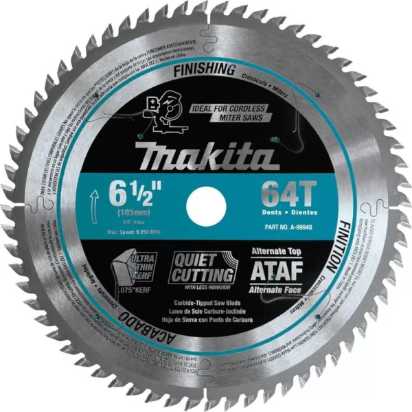 Makita 6-1/2 in. 64T Carbide-Tipped Ultra-Thin Kerf Saw Blade