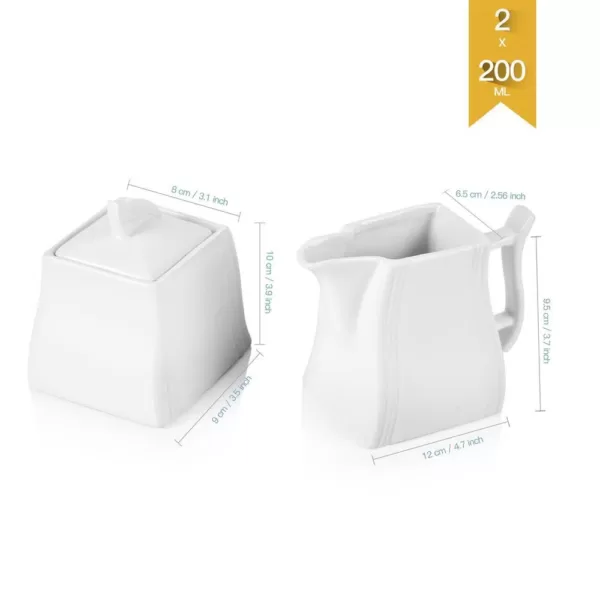MALACASA 4.75-In White Porcelain Creamer Jug Sugar Jar (Set of 2)