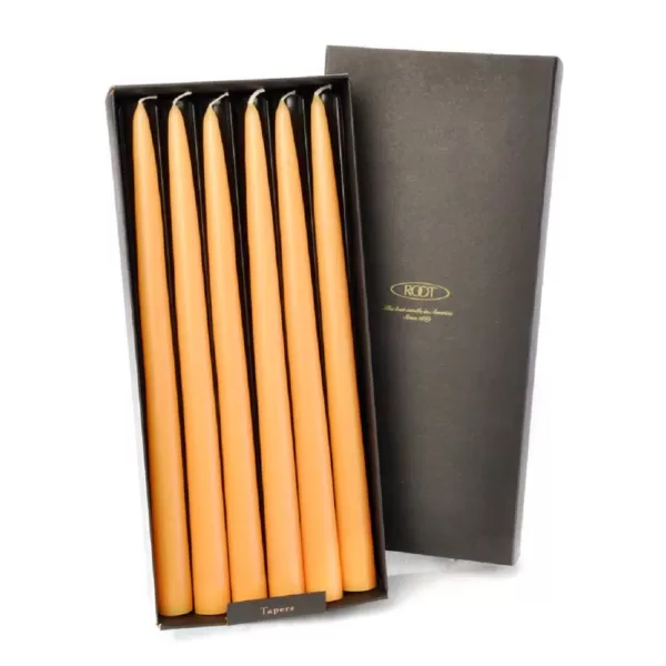 ROOT CANDLES 12 in. Dipped Taper Mandarin Dinner Candle (Box of 12)