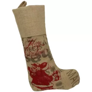 Manor Luxe 0.1 in. H x 20 in. L Jute Saint Nick Christmas Stocking with Printed Burlap Collection