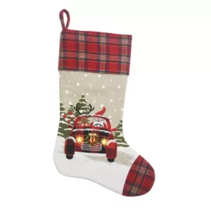 Manor Luxe 0.1 in. H x 20 in. L Polyester Snowy Car by Santa Light Up Christmas Stocking