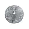 Manor Luxe 56 in. Snowflake Sequin Soft Plush Furry Round Christmas Tree Skirt in Grey