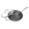 MasterPan 3-Ply Stainless Steel Premium ILAG 11 in. Non-Stick Scratch-Resistant Wok with Glass Lid