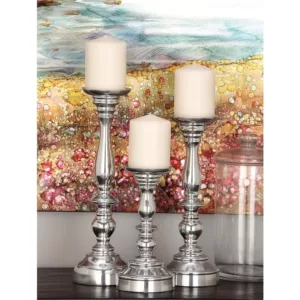 LITTON LANE 10 in. x 14 in. Classic Aluminum Candle Sticks in Polished finish