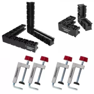 Milescraft 90° Corner Clamp, Positioning/Assembly Squares and Fence Clamps Bundle (8-Piece)