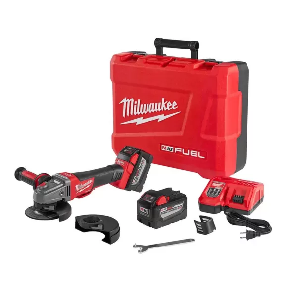 Milwaukee M18 FUEL 18-Volt Lithium-Ion Brushless Cordless 4-1/2 in./5 in. Braking Grinder Kit W/(2) 9.0Ah Batteries,Rapid Charger