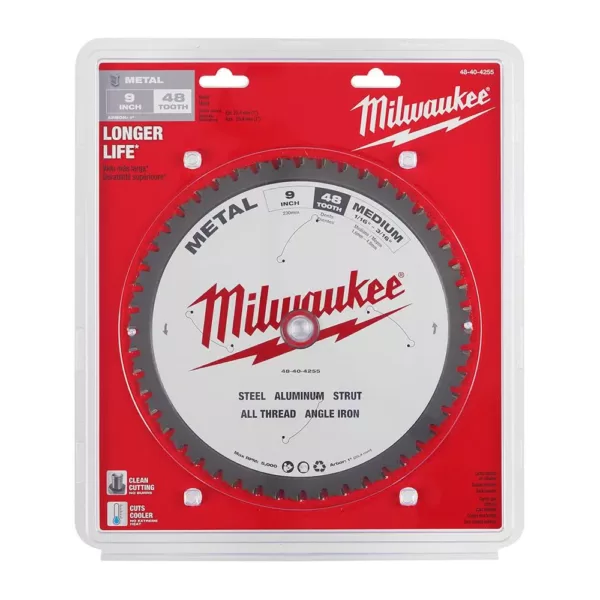 Milwaukee 9 in. x 48 Carbide Teeth Metal Cutting Circular Saw Blade