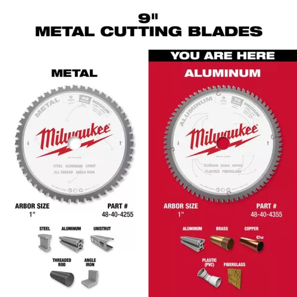 Milwaukee 9 in. x 72 Carbide Teeth Aluminum Cutting Circular Saw Blade