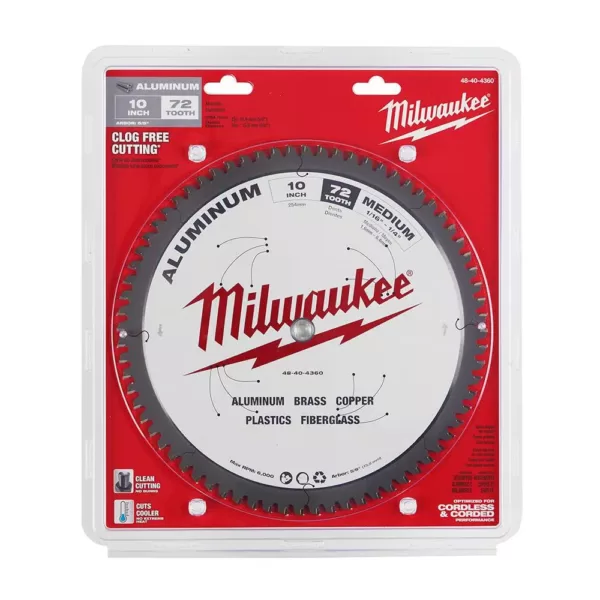 Milwaukee 10 in. x 72 Carbide Teeth Aluminum Cutting Circular Saw Blade