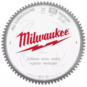 Milwaukee 14 in. x 80 Carbide Teeth Aluminum Cutting Circular Saw Blade