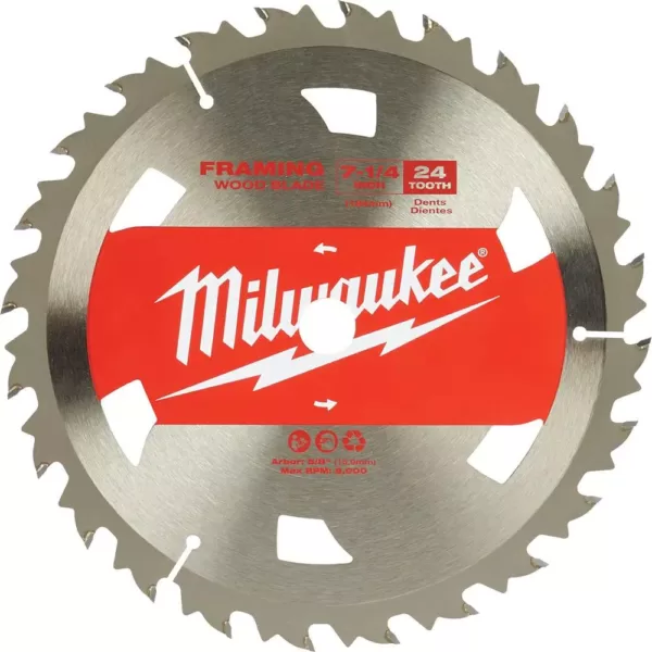 Milwaukee 7-1/4 in. 24 TPI Wood Cutting Framer Circular Saw Blades