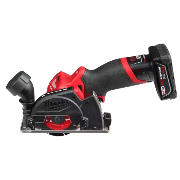 Milwaukee M12 FUEL 12-Volt 3 in. Lithium-Ion Brushless Cordless Cut Off Saw Kit with One 4.0 Ah Battery Charger and Bag
