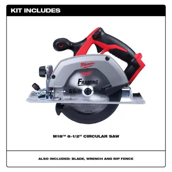 Milwaukee M18 18-Volt Lithium-Ion Cordless 6-1/2 in. Circular Saw (Tool-Only)