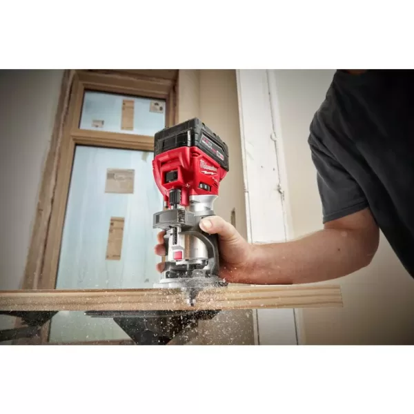Milwaukee M18 FUEL 18-Volt Lithium-Ion Brushless Cordless Compact Router w/ Compact Router Plunge Base