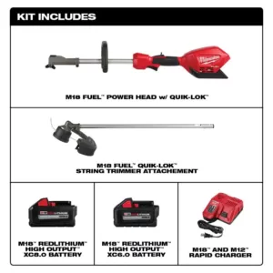 Milwaukee M18 FUEL 18-Volt Lithium-Ion Brushless Cordless String Trimmer w/ QUIK-LOK Attachment Capability W/ 8Ah & 6Ah Battery