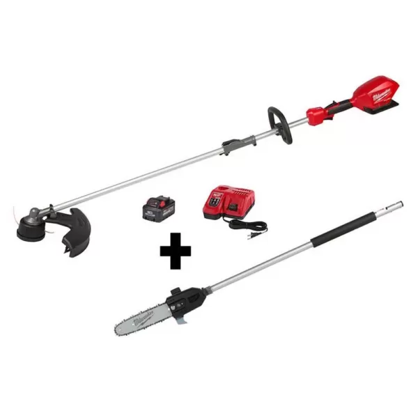Milwaukee M18 FUEL 18-Volt Lithium-Ion Brushless Cordless String Trimmer Kit with M18 FUEL 10 in. Pole Saw Attachment