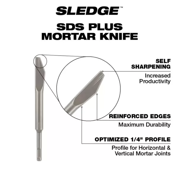 Milwaukee 1/4 in. x 8 in. SDS-Plus SLEDGE Steel Sledge Mortar Knife Chisel Bit