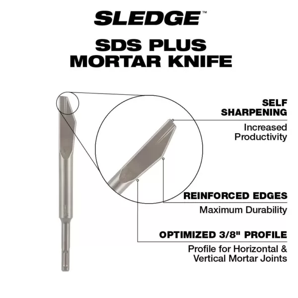 Milwaukee 3/8 in. x 8 in. SDS-Plus SLEDGE Steel Mortar Knife Chisel Bit