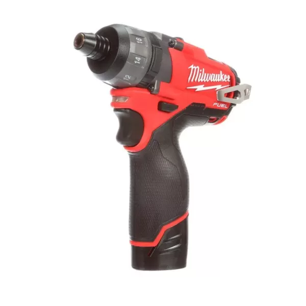 Milwaukee M12 FUEL 12-Volt Lithium-Ion Brushless Cordless 1/4 in. Hex 2-Speed Screwdriver Kit W/(2) 2.0h Batteries & Hard Case