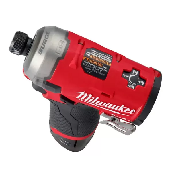 Milwaukee M12 FUEL SURGE 12-Volt Lithium-Ion Brushless Cordless 1/4 in. Hex Impact Driver Compact Kit w/ M12 3/8 in. Ratchet