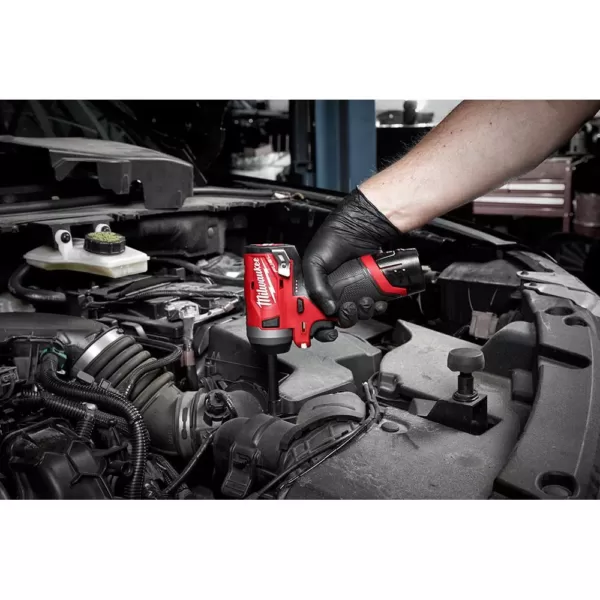 Milwaukee M12 FUEL 12-Volt Lithium-Ion Brushless Cordless Stubby 1/4 in. Impact Wrench with M12 2.0Ah Battery