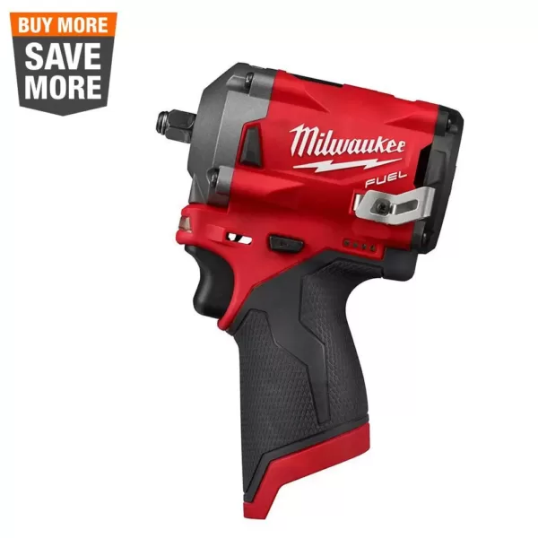 Milwaukee M12 FUEL 12-Volt Lithium-Ion Brushless Cordless Stubby 3/8 in. Impact Wrench (Tool-Only)